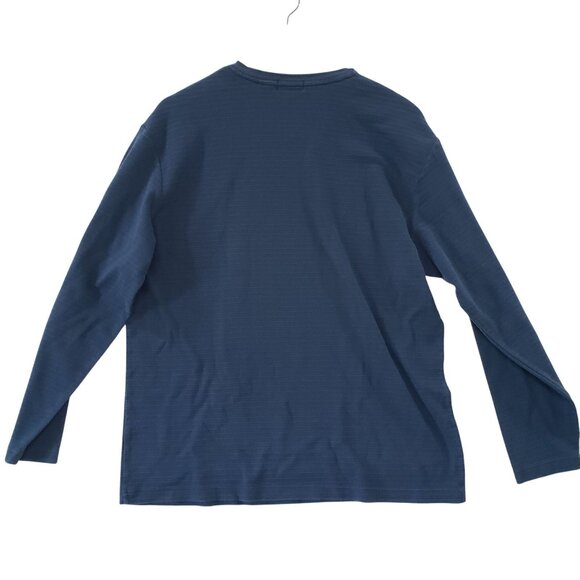 Claiborne Mens Blue Long Sleeve V Neck Shirt Size L Comfortable Casual Basic - Picture 2 of 5